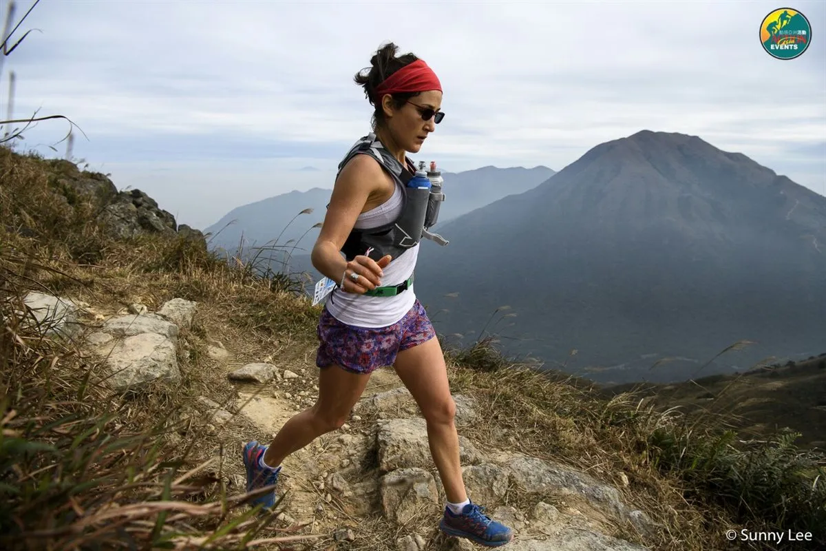 Claire Mordret trail running in Hong Kong mountains